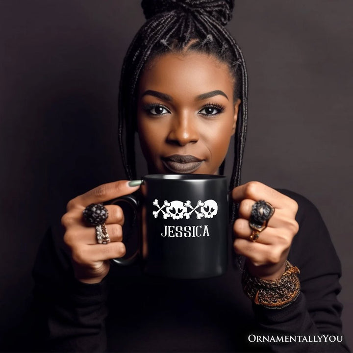 XOXO Skulls Anti-Valentine Personalized Mug, Sarcastic Skeletons Love Gift with Custom Name Personalized Ceramic Mug OrnamentallyYou 
