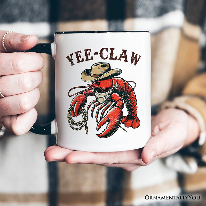 Yee Claw Lobster Western Mug, Funny Cowboy Animal Gift Personalized Ceramic Mug OrnamentallyYou 