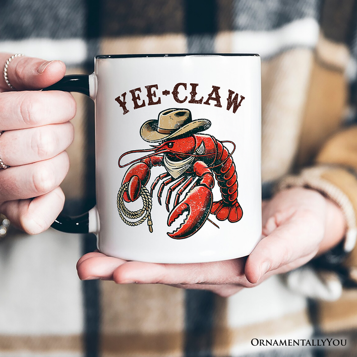 Yee Claw Lobster Western Mug, Funny Cowboy Animal Gift