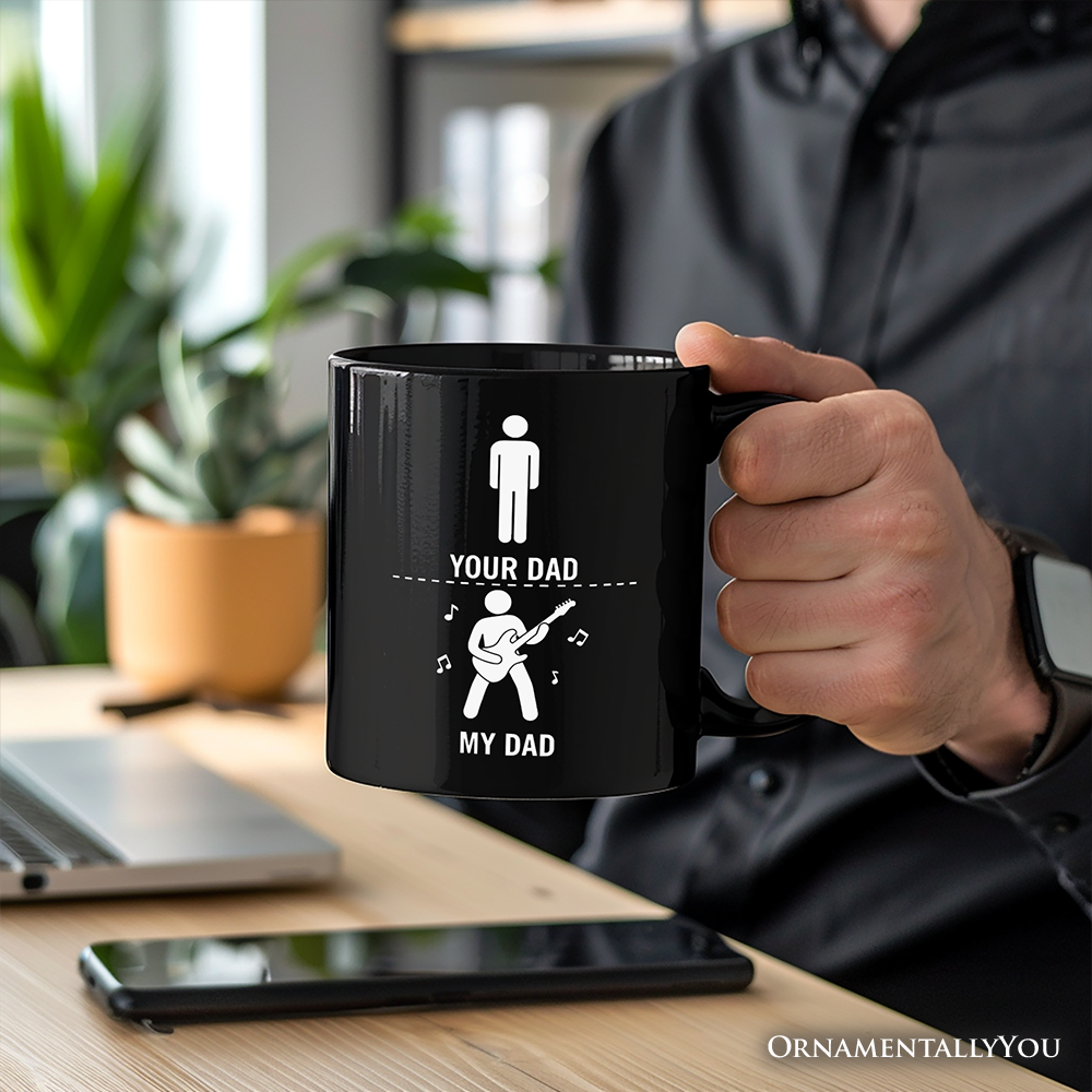 Your Dad Vs My Cool Dad Mug, Funny Bass Guitar Rock Father's Day Gift