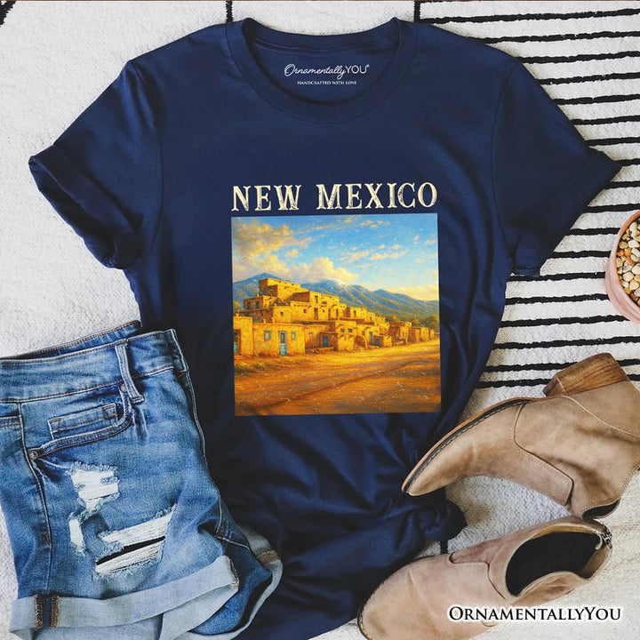 Artistic New Mexico State Taos Pueblo T-Shirt, Native American Heritage Tee and Southwestern Cultural Souvenir T-Shirts OrnamentallyYou Navy XS 