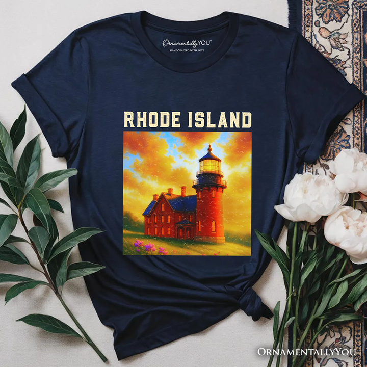 Charming Rhode Island State Southeast Lighthouse T-Shirt, Block Island Coastal Landmark Tee and Seaside Souvenir