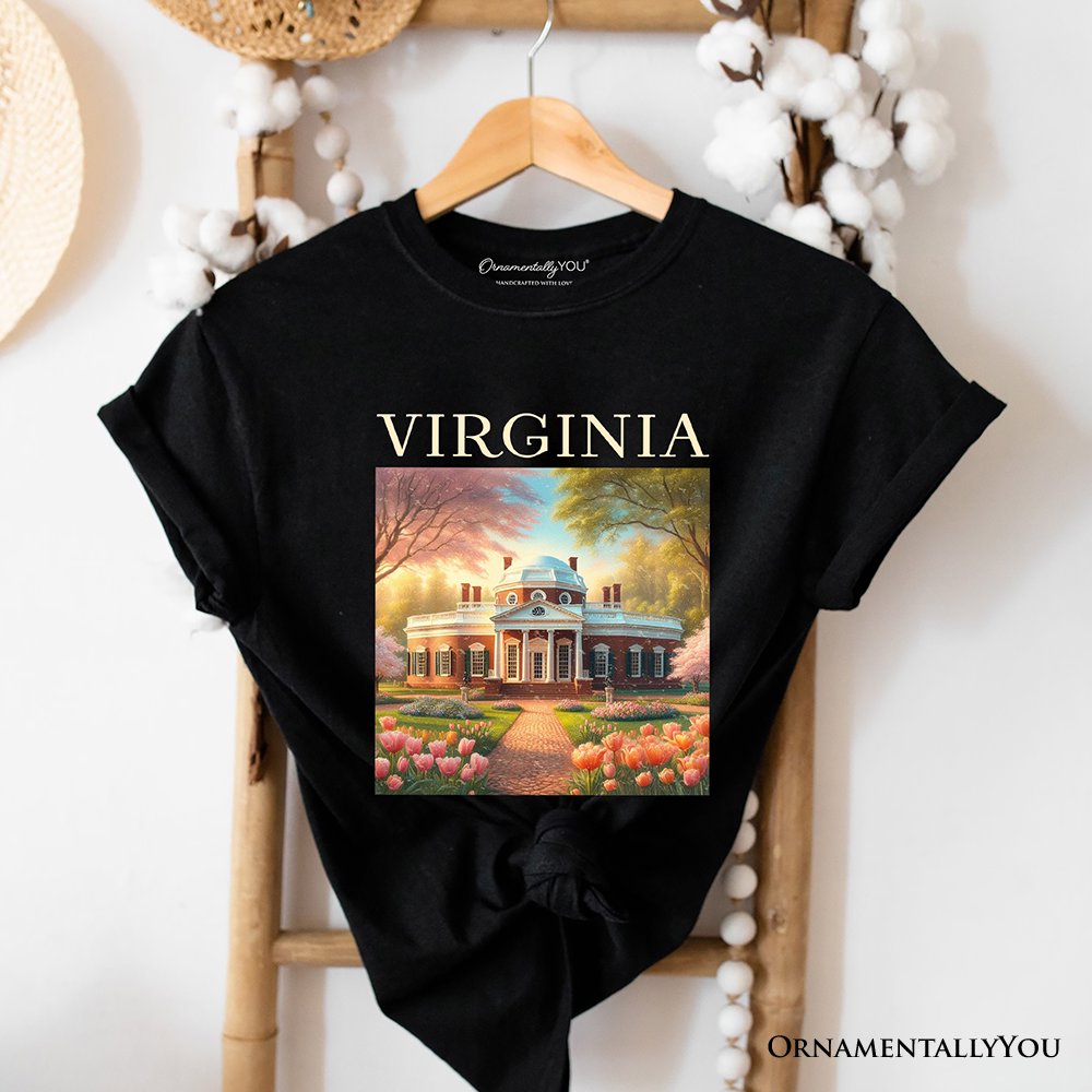 Classic Virginia State Jefferson’s Monticello T-Shirt, Southern Charm Tee and American History Keepsake T-Shirts OrnamentallyYou Black XS 