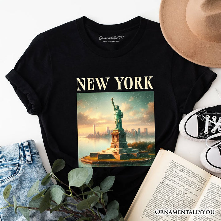 Iconic New York State Statue of Liberty T-Shirt, Patriotic American Landmark Tee and Heritage Souvenir T-Shirts OrnamentallyYou Black XS 
