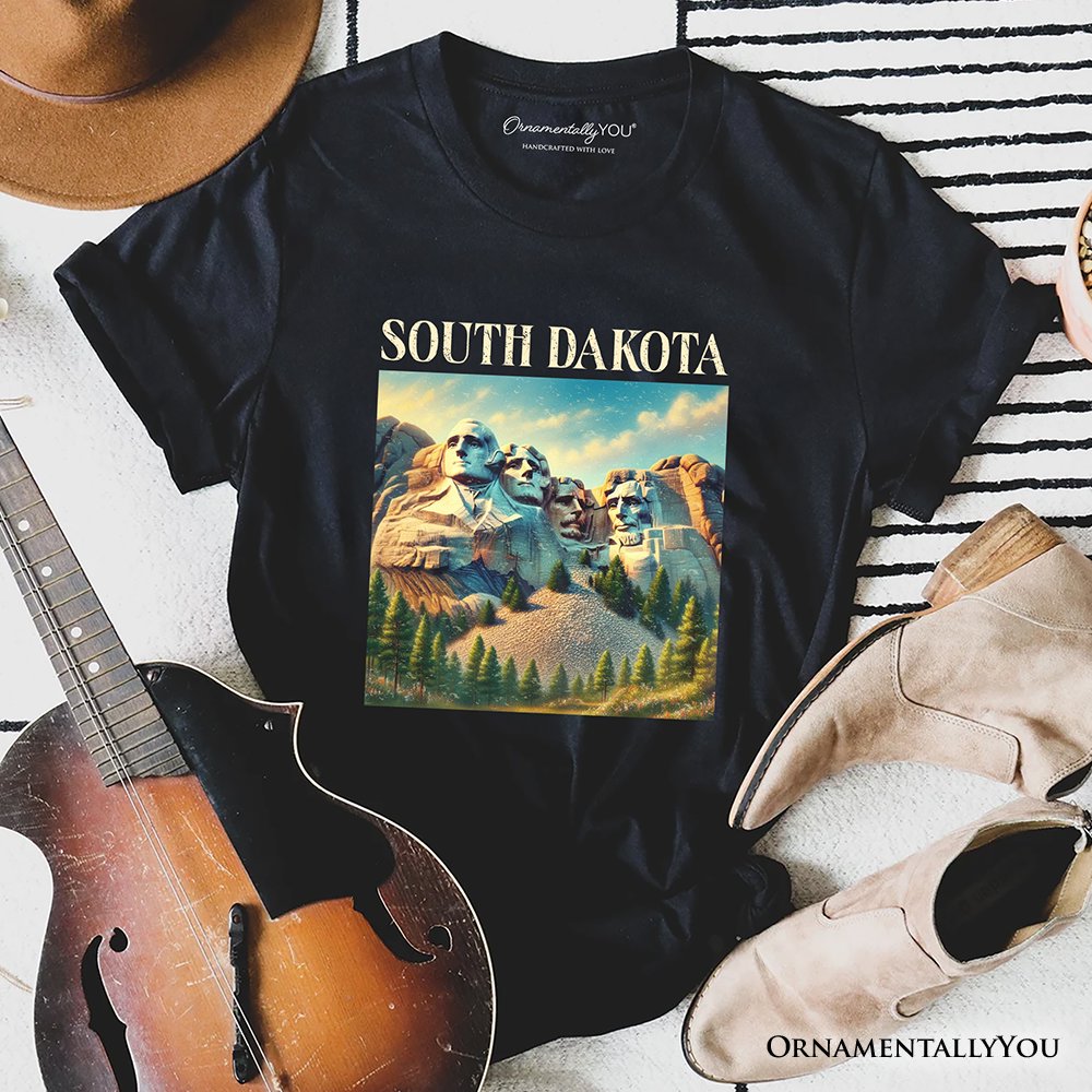 Majestic South Dakota State Mount Rushmore T-Shirt, Historic American Monument Travel Tee and Keepsake Souvenir T-Shirts OrnamentallyYou Black XS 
