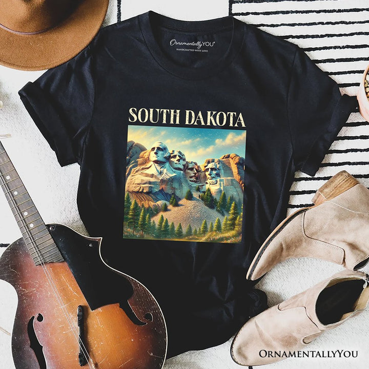 Majestic South Dakota State Mount Rushmore T-Shirt, Historic American Monument Travel Tee and Keepsake Souvenir T-Shirts OrnamentallyYou Black XS 
