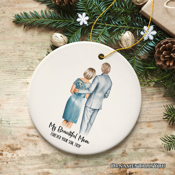 Mother and Son Wedding Groom Personalized Gift Ornament Ceramic Ornament OrnamentallyYou 