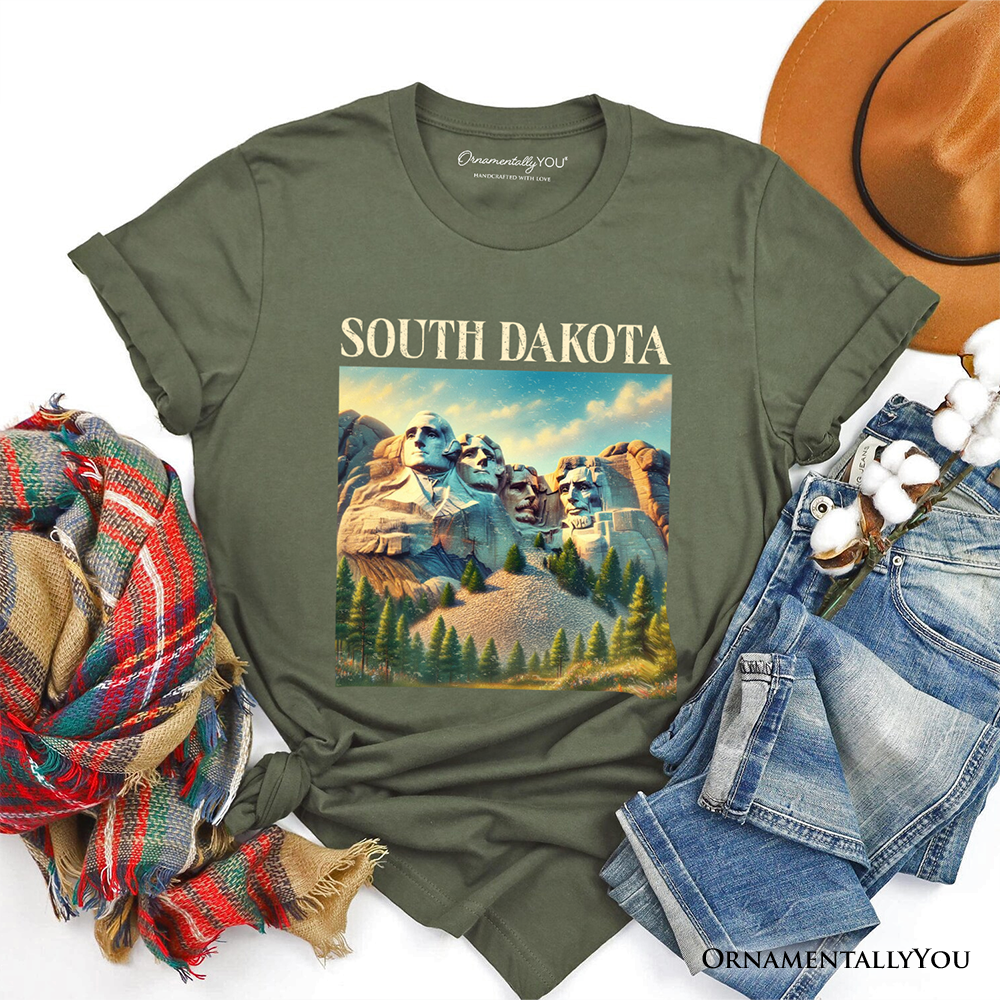 Majestic South Dakota State Mount Rushmore T-Shirt, Historic American Monument Travel Tee and Keepsake Souvenir
