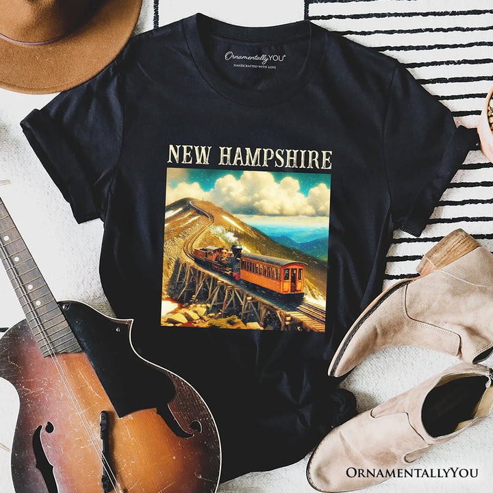 Scenic New Hampshire State Mount Washington Cog Railway T-Shirt, American Northeast Landmark Tee and Souvenir T-Shirts OrnamentallyYou Black XS 