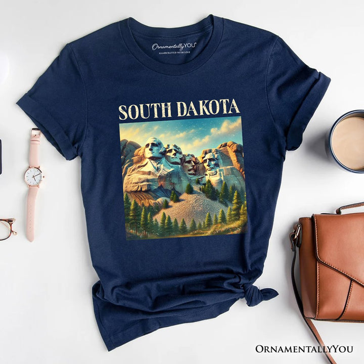 Majestic South Dakota State Mount Rushmore T-Shirt, Historic American Monument Travel Tee and Keepsake Souvenir T-Shirts OrnamentallyYou Navy XS 