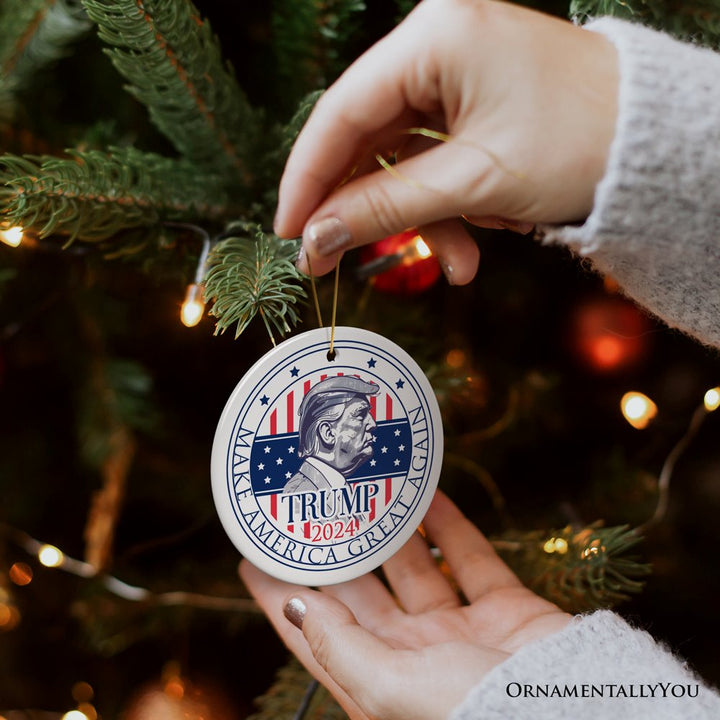 Donald Trump 2024 Presidential Election Ceramic Ornament, Make America Great Again OrnamentallyYou 