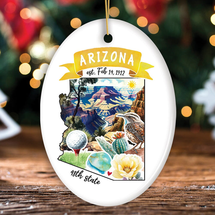 Artistic Arizona State Themes and Landmarks Christmas Ornament Ceramic Ornament OrnamentallyYou Oval 