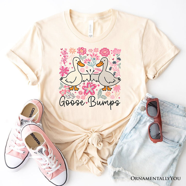 Funny Goose Bumps Floral T-Shirt, White, Natural and Black Sarcastic Goose Tee Gifts T-Shirts OrnamentallyYou Natural XS 