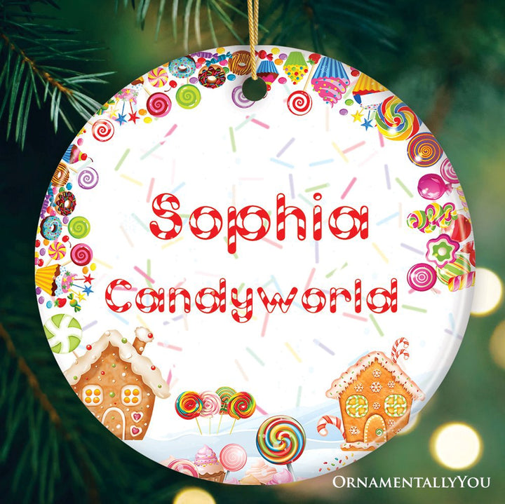 Personalized Candyworld Christmas Ornament, Fun for Candy Loving Children Ceramic Ornament OrnamentallyYou Circle 