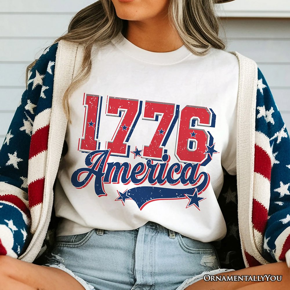 1776 America Vintage T-Shirt, Patriotic Retro USA Freedom 4th of July Tee T-Shirts OrnamentallyYou 