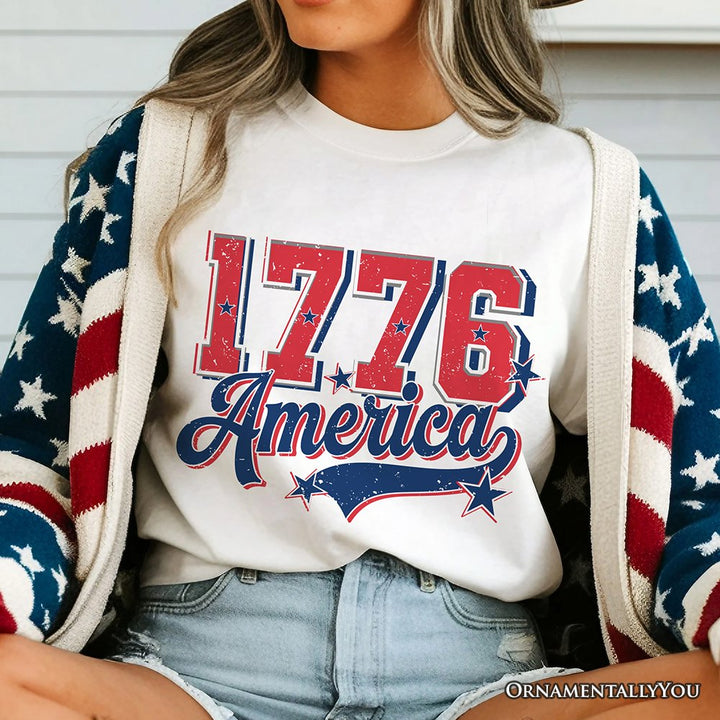 1776 America Vintage T-Shirt, Patriotic Retro USA Freedom 4th of July Tee T-Shirts OrnamentallyYou 
