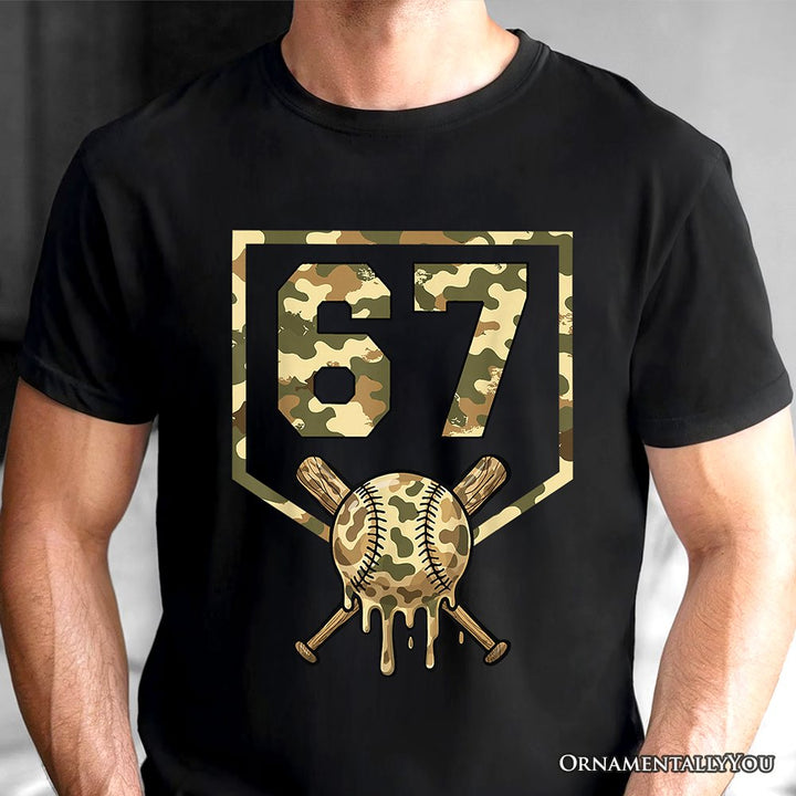 67 Camo Baseball Drip T-Shirt, Six Seven Cool Game Day Sports Tee T-Shirts OrnamentallyYou 