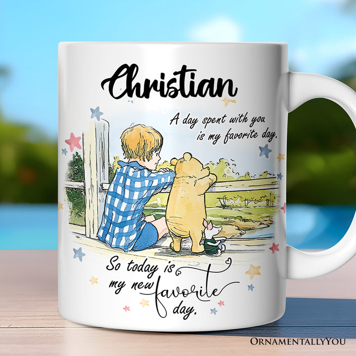 A Day with You is My Favorite Personalized Mug, Pooh Bear's Sentimental Quote with Custom Name