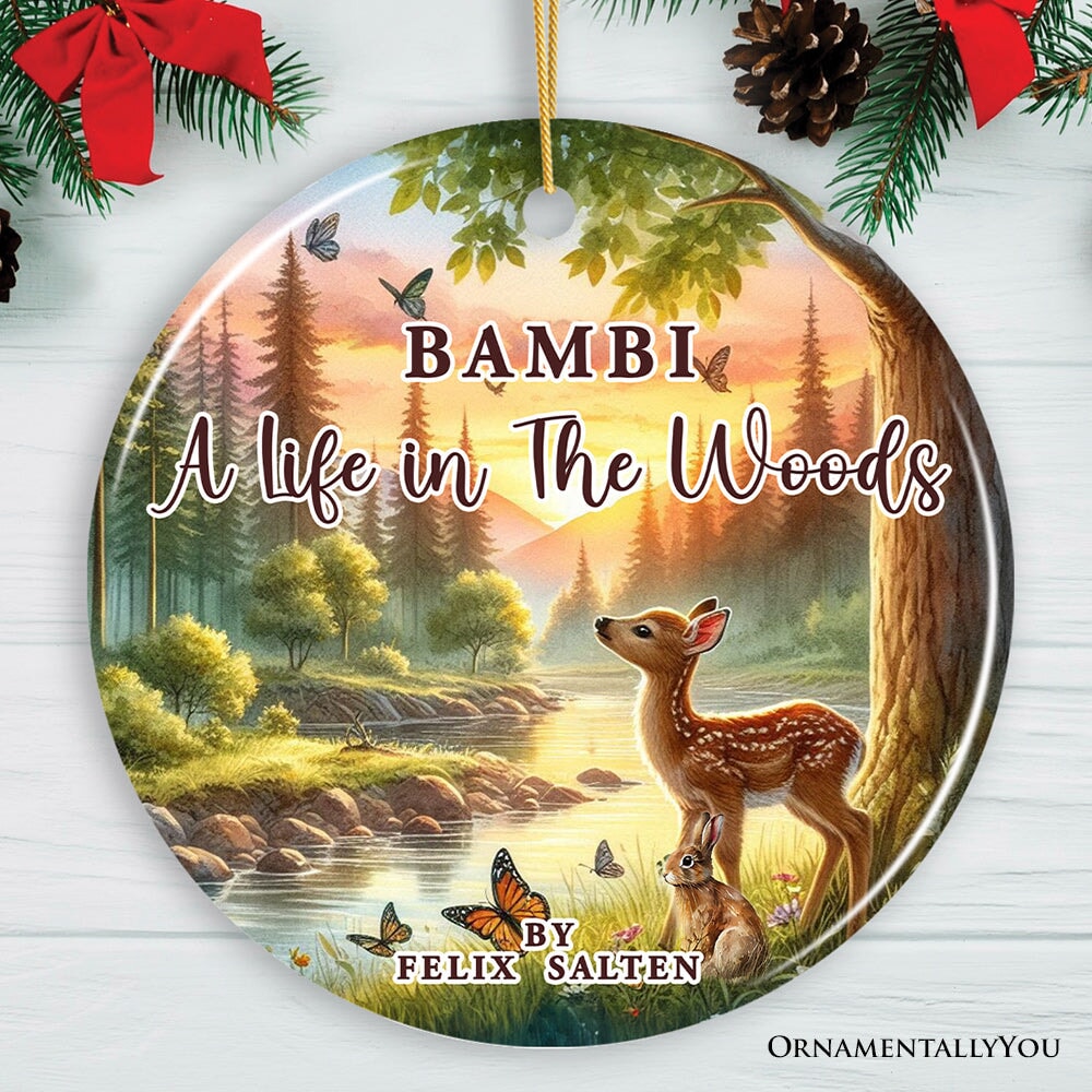 A Life in the Woods by Felix Salten Ornament, Bambi's Journey Christmas Keepsake Ceramic Ornament OrnamentallyYou 