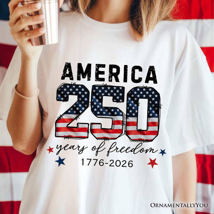 America 250 Years of Freedom T-Shirt, Patriotic USA Anniversary 1776 Tee