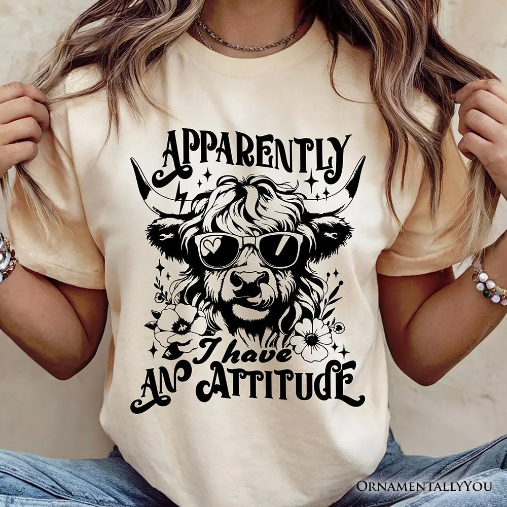 Apparently I Have an Attitude Highland Cow Valentine T-Shirt, Sarcastic Western Funny Tee T-Shirts OrnamentallyYou 