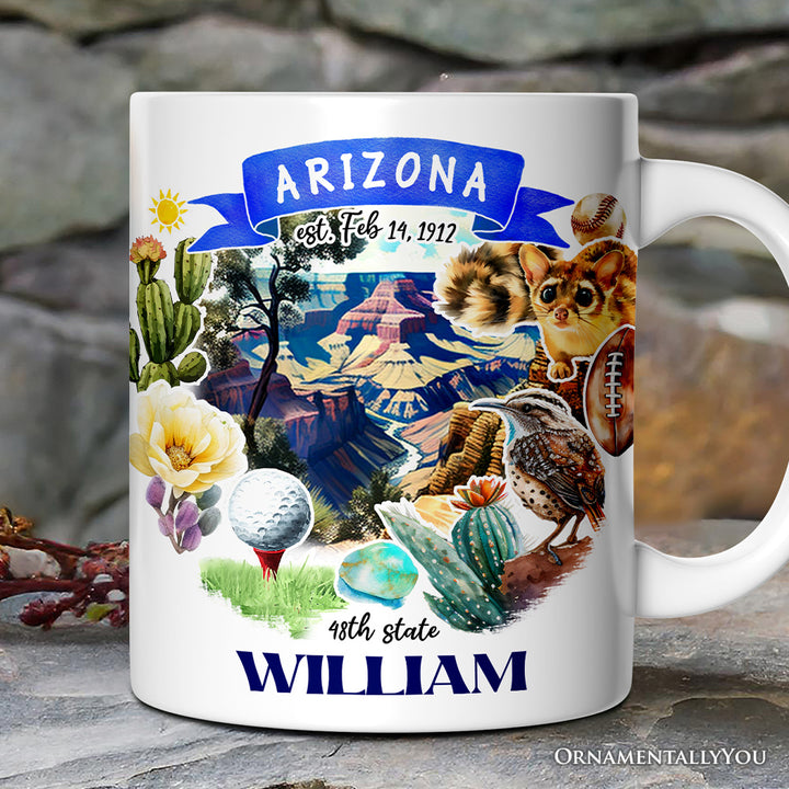 Artistic Arizona State Themes and Landmarks Personalized Mug With Custom Name