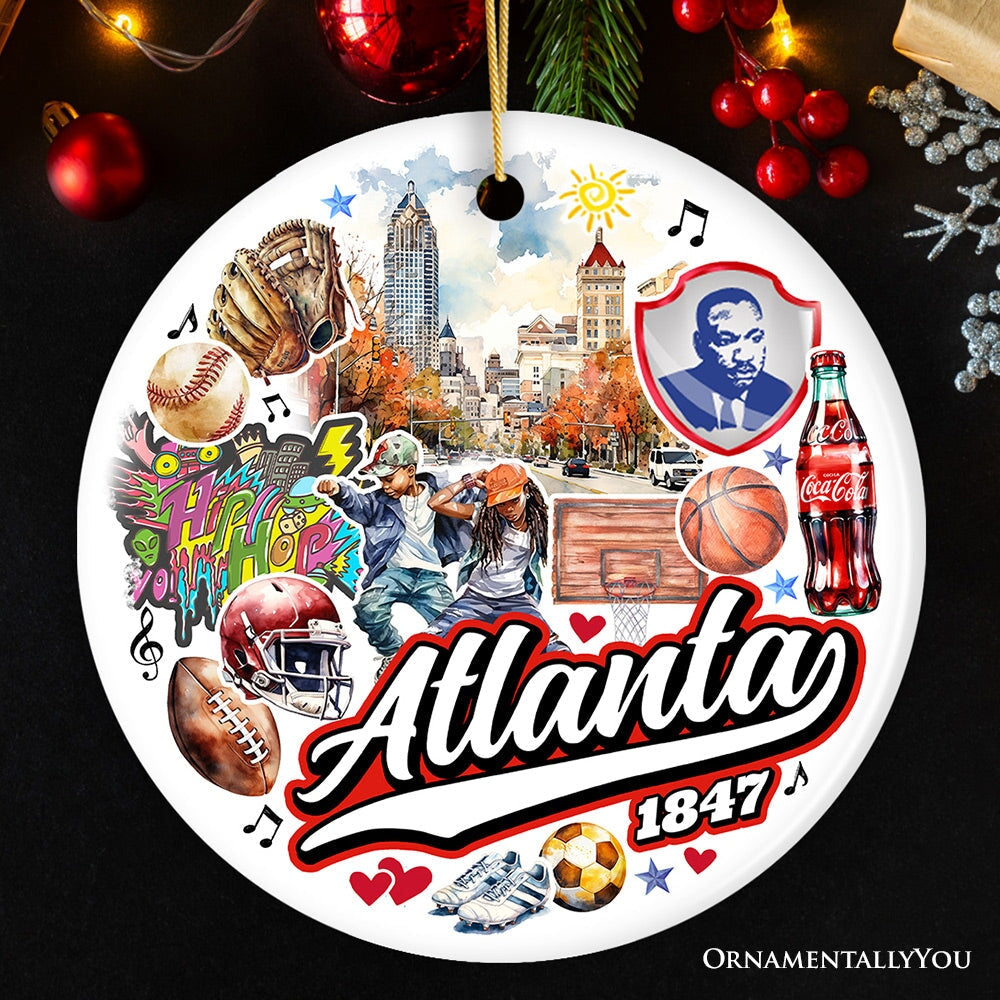 Artistic Canvas of Atlanta Ceramic Ornament, Vintage Georgia Cultural Souvenir and Gift Ceramic Ornament OrnamentallyYou 