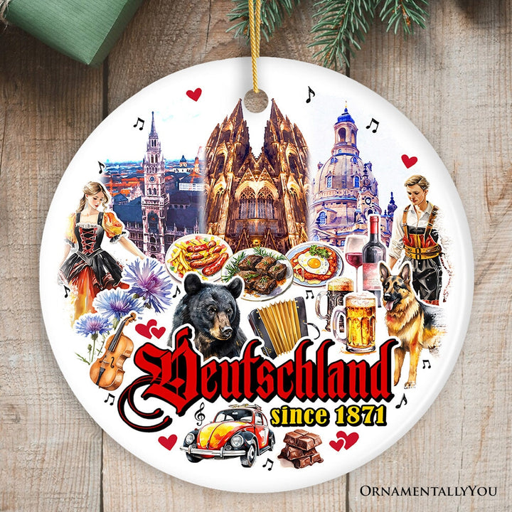 Artistic Germany Landmarks Ornament, Bavarian Heritage and Culture Christmas Gift and Travel Souvenir Ceramic Ornament OrnamentallyYou Circle Version 1 