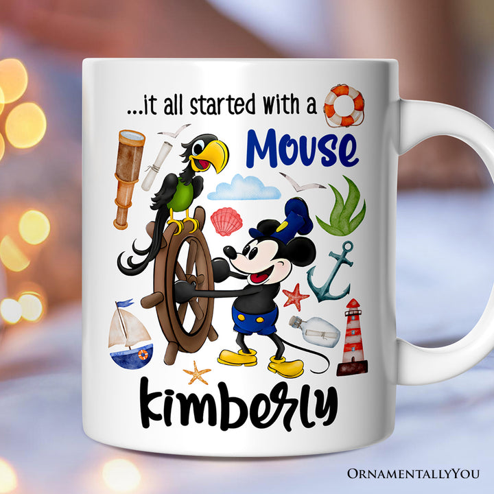 Artistic It All Started With a Mouse Personalized Mug, Steamboat Willie Gift