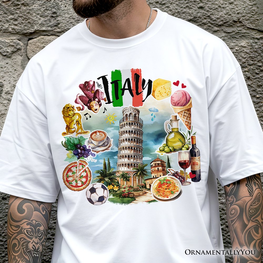 Artistic Italy Landmarks T-Shirt, Italian Tee and Souvenir T-Shirts OrnamentallyYou 