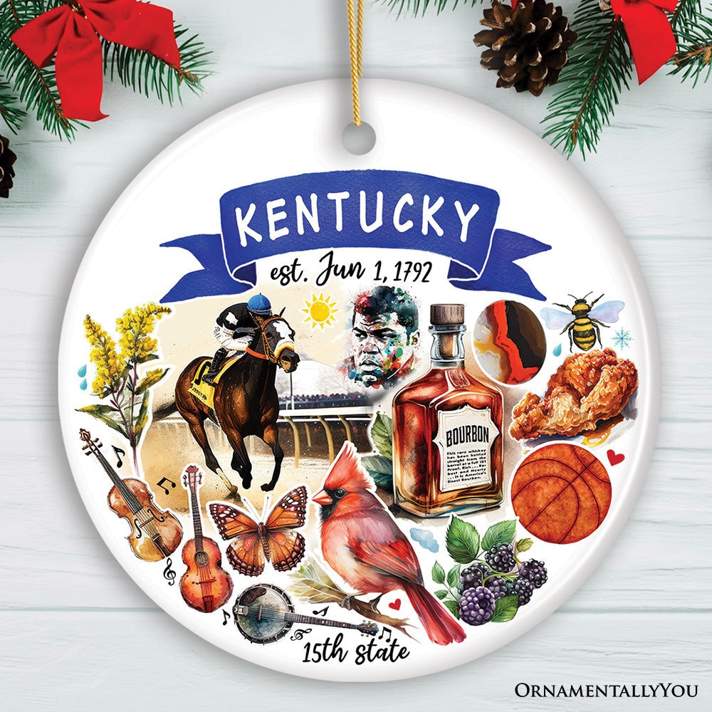 Artistic Kentucky State Themes and Landmarks Christmas Ornament Ceramic Ornament OrnamentallyYou 