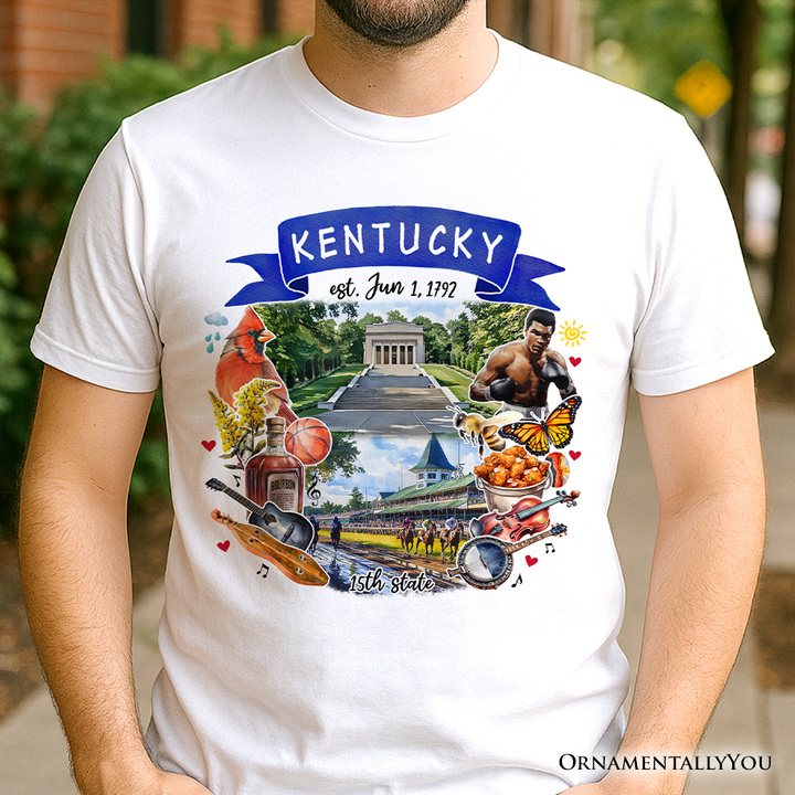 Artistic Kentucky State Themes and Landmarks T-Shirt, Tee for History and Travel Lovers