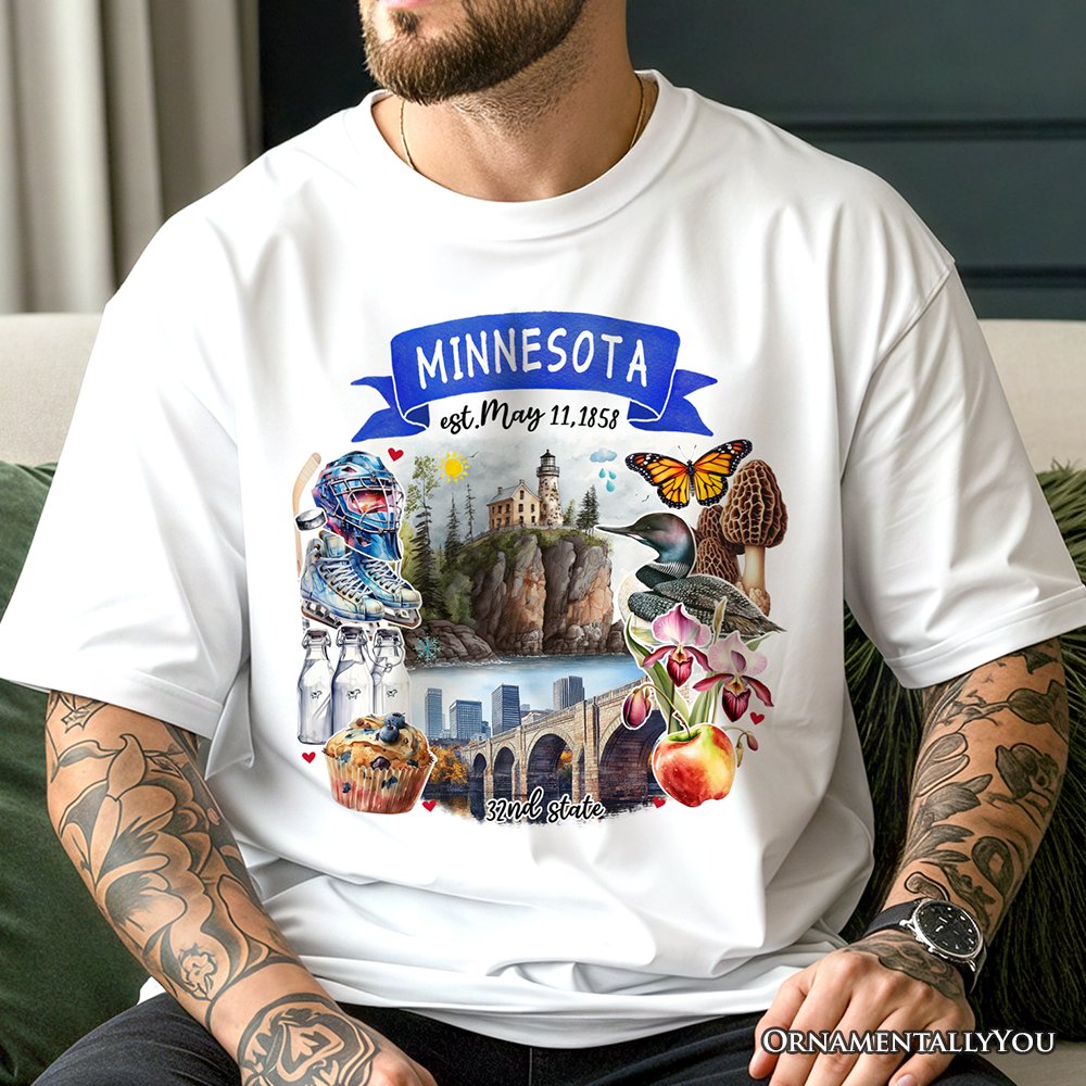 Artistic Minnesota State Themes and Landmarks T-Shirt, Tee for History and Travel Lovers T-Shirts OrnamentallyYou 
