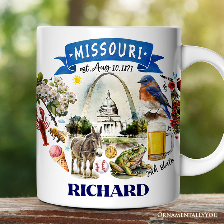 Artistic Missouri State Themes and Landmarks Personalized Mug With Custom Name