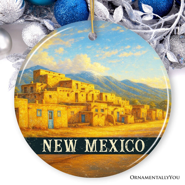 Artistic New Mexico Taos Pueblo Ornament, Native American Heritage Christmas Gift and Southwestern Cultural Souvenir Ceramic Ornament OrnamentallyYou 