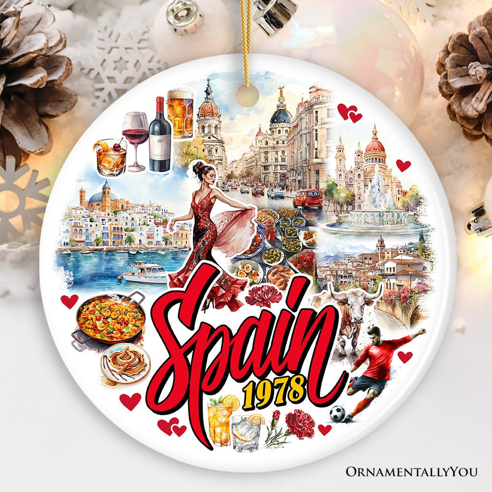 Artistic Spain Cultural Heritage and Landmarks Ornament, Christmas Tree Decor and Keepsake Ceramic Ornament OrnamentallyYou Version 2 