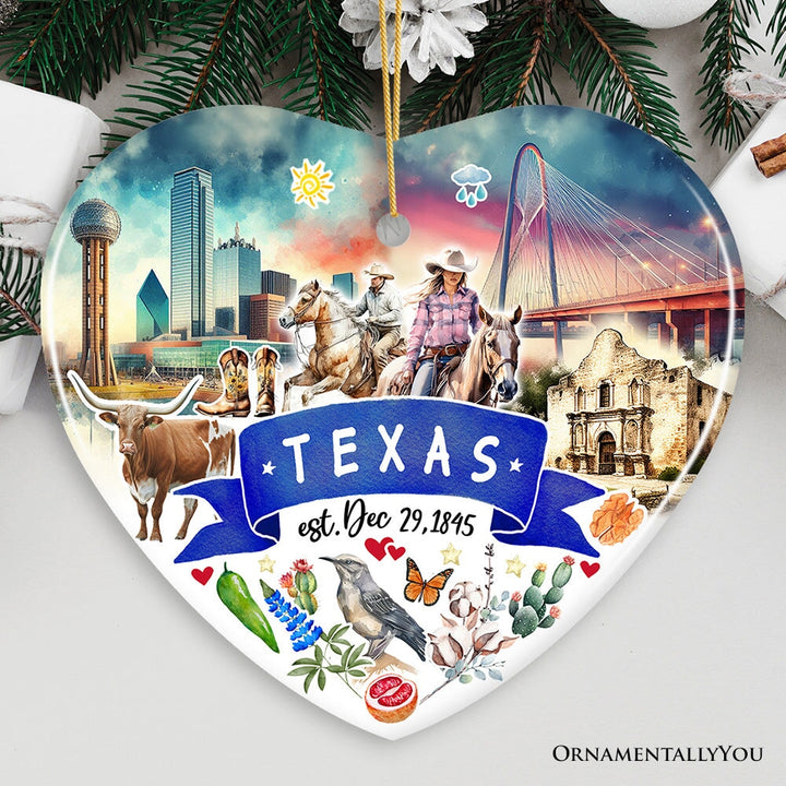 Artistic Texas State Themes and Landmarks Christmas Ornament Ceramic Ornament OrnamentallyYou Heart 