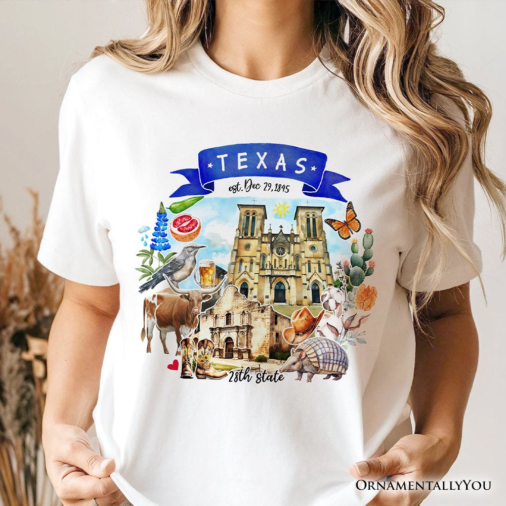 Artistic Texas State Themes and Landmarks T-Shirt, Tee for History and Travel Lovers T-Shirts OrnamentallyYou 