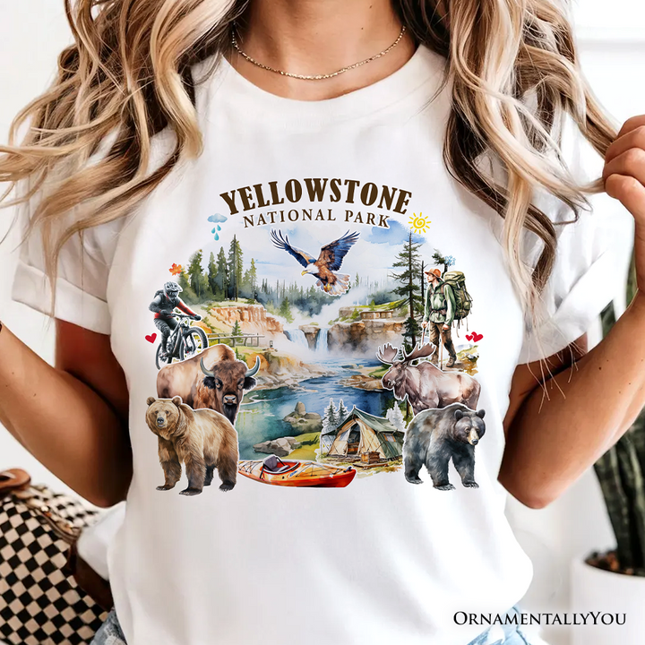 Artistically Vibrant Yellowstone National Park T-Shirt, Wildlife and Nature Tee and Souvenir