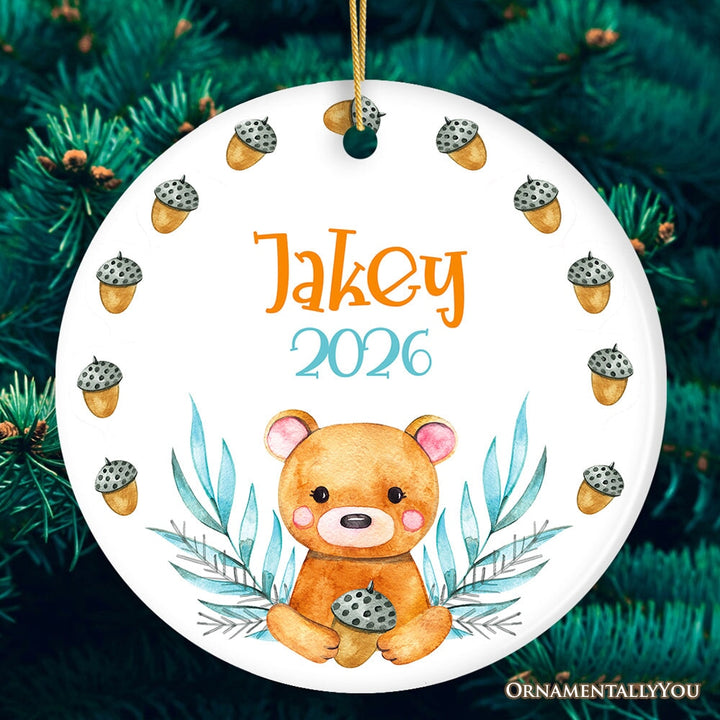 Baby Bear Personalized Ornament Ceramic Ornament OrnamentallyYou Circle 