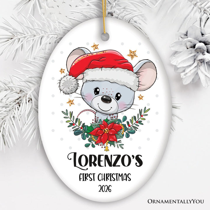 Baby's First Christmas Mouse Custom Ornament Ceramic Ornament OrnamentallyYou Oval 