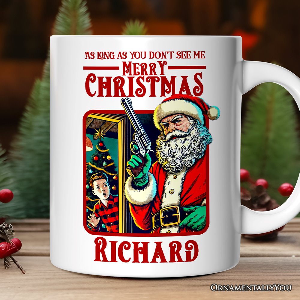 Bad Retro Santa Christmas Personalized Mug, Holiday Humor Gift with Custom Name Personalized Ceramic Mug OrnamentallyYou 12oz Mug Customized 