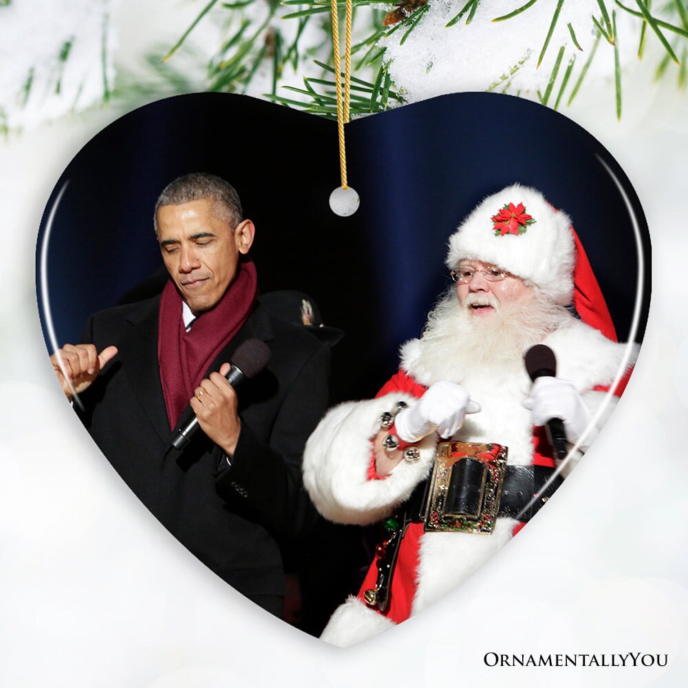 Barack Obama and Santa Claus Vibing Christmas Ornament OrnamentallyYou Heart 