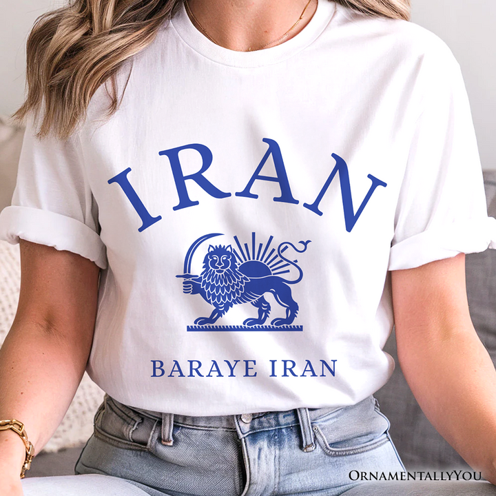 Baraye Iran T-Shirt, Persian Heritage Lion and Sun Emblem Pride Tee