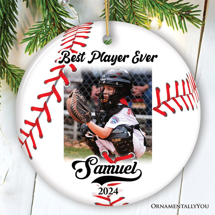 Baseball Personalized Picture Ornament Gift, Photo Upload Team, Player and Coaches Gift Ceramic Ornament OrnamentallyYou Circle 