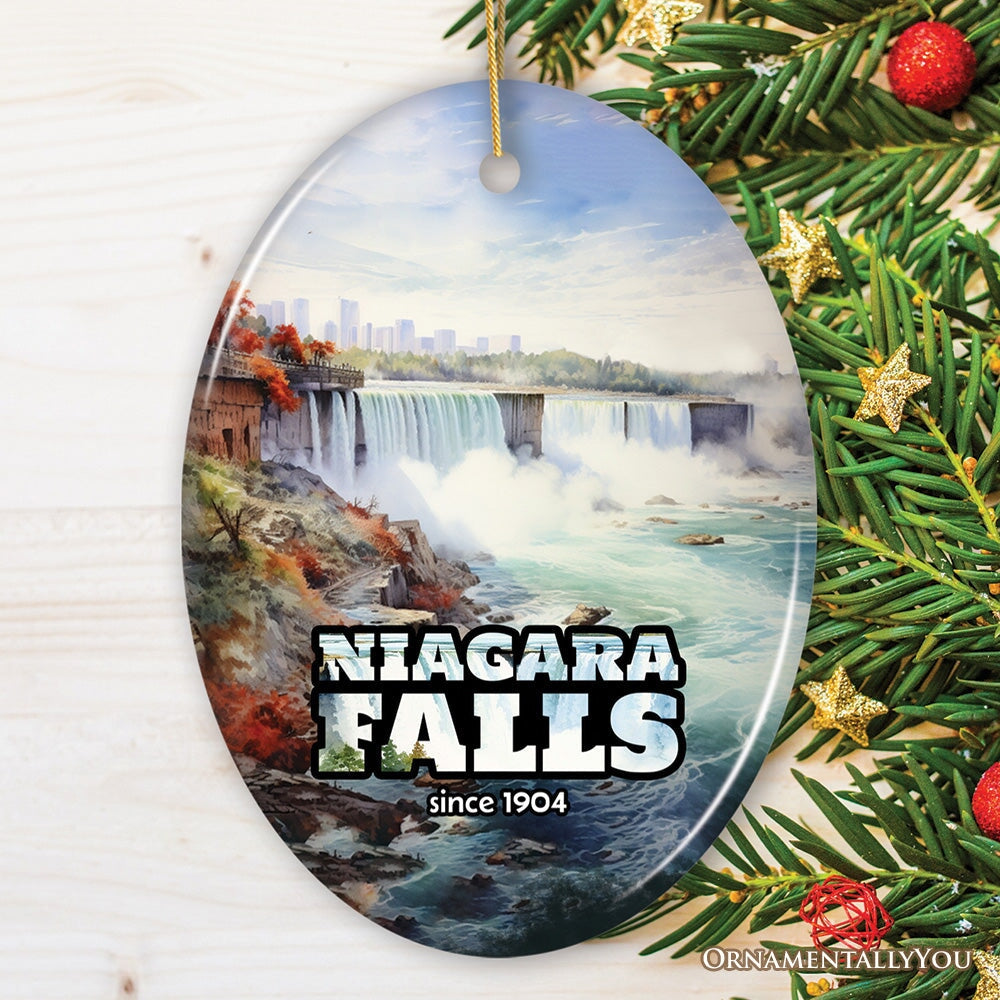 Beautiful Niagara Falls Paradise Ornament, Waterfall and Nature Travel Souvenir Ceramic Ornament OrnamentallyYou Oval 