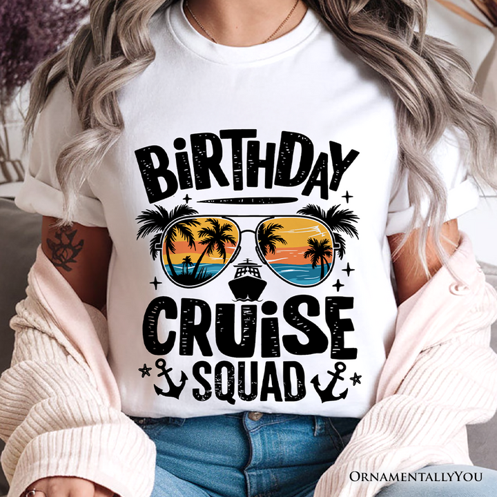 Birthday Cruise Squad T-Shirt, Tropical Vacation Cruise Trip Tee