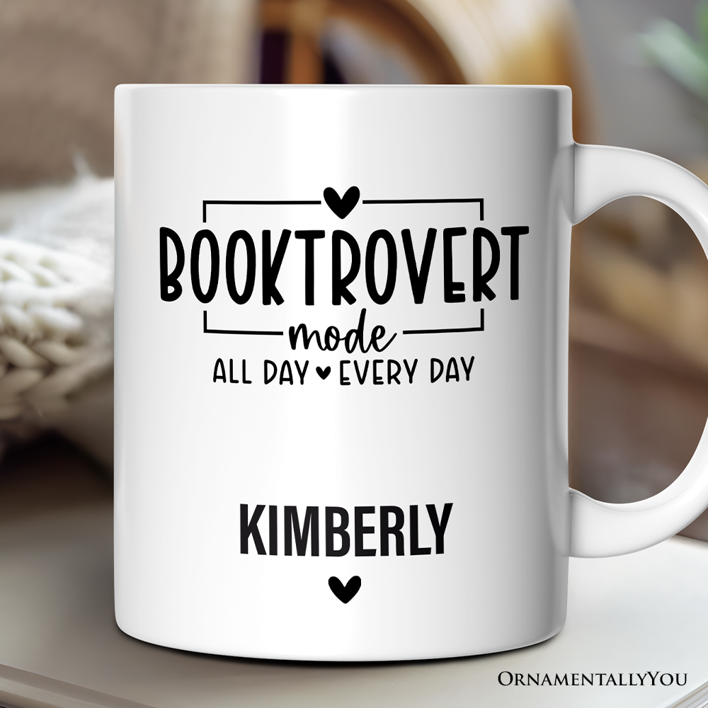 Booktrovert Personalized Mug, Gift For Book Lover With Custom Name