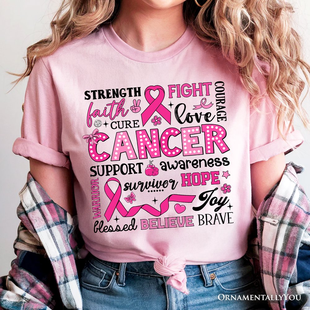Breast Cancer Awareness Ribbon T-Shirt, In October We Wear Pink Support Tee T-Shirts OrnamentallyYou 