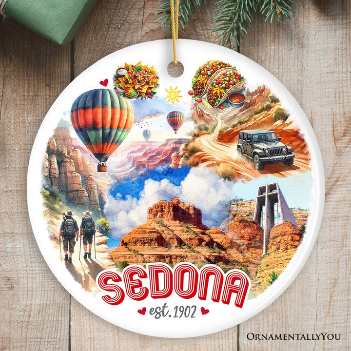 Breathtaking Sedona Landmarks Handmade Ornament, Vintage Arizona Travel Christmas Souvenir Ceramic Ornament OrnamentallyYou Circle 
